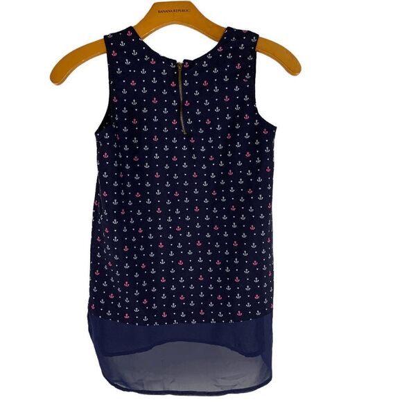 Japan Kids Girl's size 12 Navy Pink White nautical Anchor Sleeveless Tank Top - Picture 6 of 7
